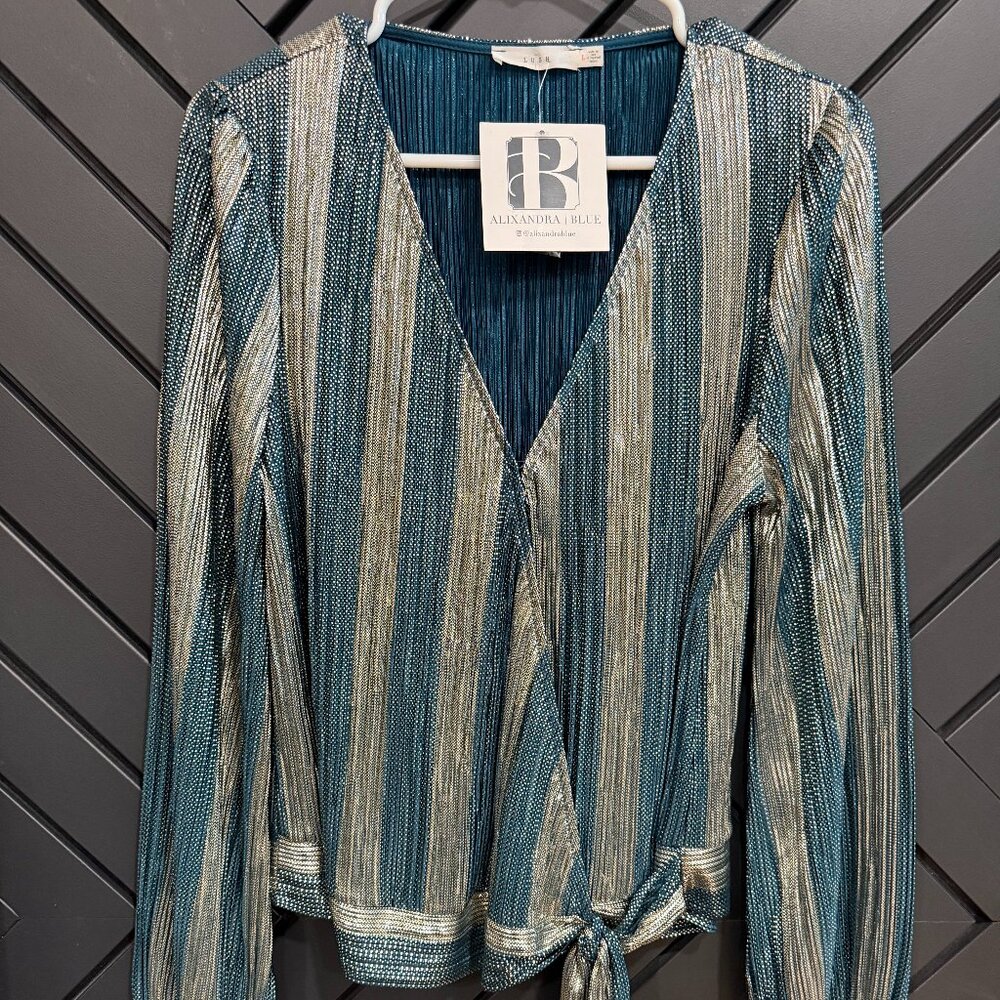 NWT Metallic Gold & Teal Party Top by Lush